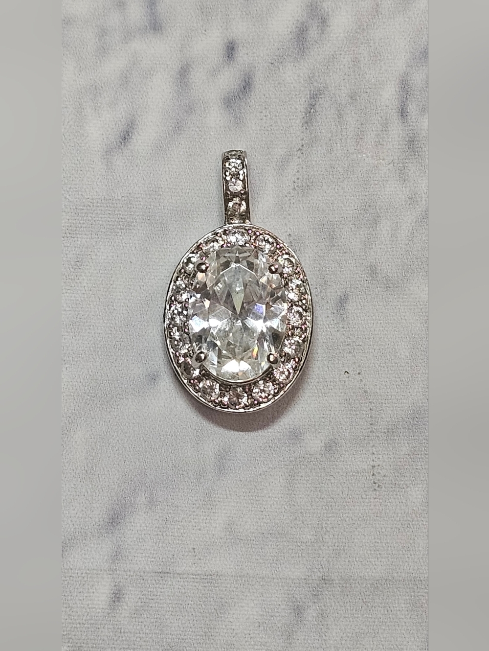 Sterling Silver 925 With Large White Topaz Main Stone Pendant